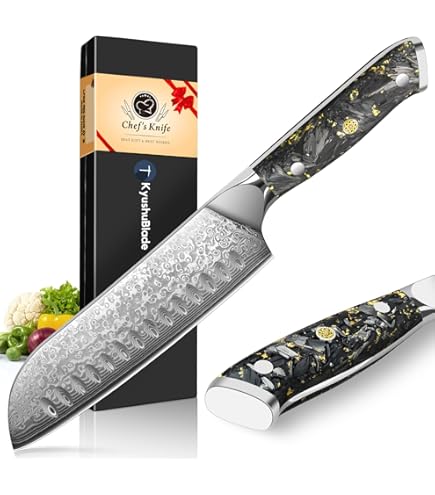 Amazon | KyushuBlade 包丁 三徳包丁 ダマスカス包丁 刃渡り180mm